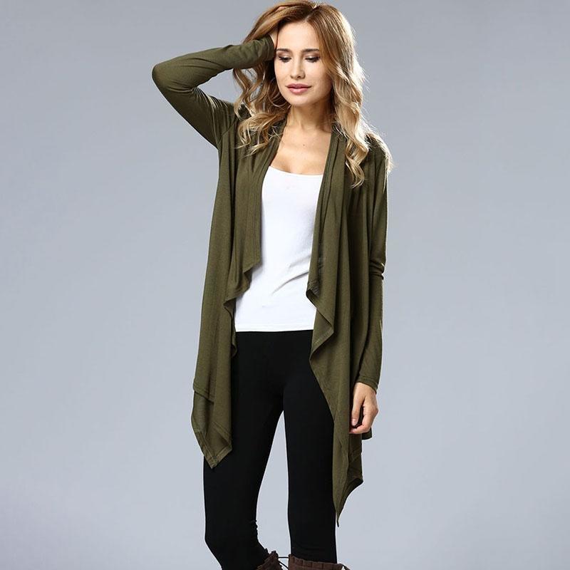 Women Solid Drape Front Open Irregular Casual Cardigan Thin Coat Tops Jacket
