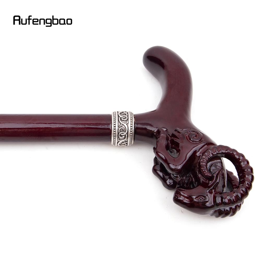 Brown Goat Wooden Fashion Stick Decorative Vampire Cospaly Party Wood Walking Cane Halloween Mace Wand Crosier 95cm