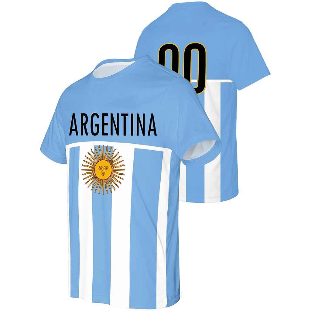 Argentina Soccer Jersey Supporter Shirt Men Women Football Fan Apparel Short Sleeve Lightweight Breathable Material