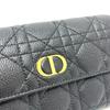 Dior S5039UWC Lady Christian Dior Cannage Caro Long Wallet Calfskin Black Unused