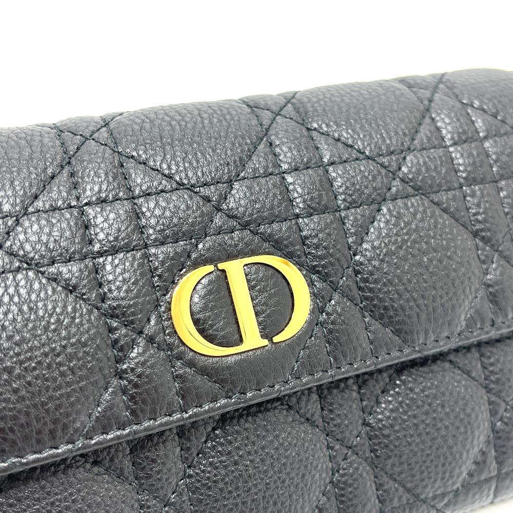 Dior S5039UWC Lady Christian Dior Cannage Caro Long Wallet Calfskin Black Unused