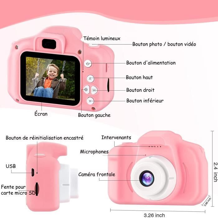 Kids Camera - JKEVOW - Jkevow 1080P HD Kids Camera with 32GB SD Card - Pink - Girl - Battery