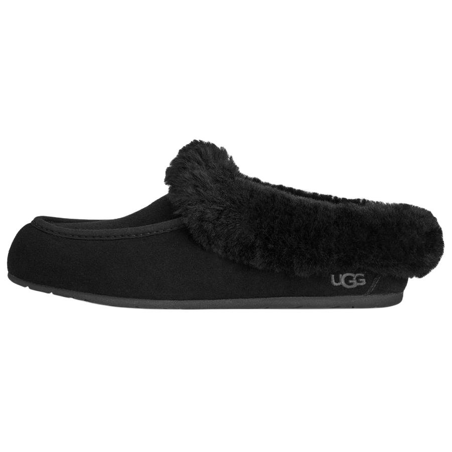 UGG Ansley Slip-On Versatile Rubber Sole Anti-Wear Closed-Toe Slippers Women slippers Black 1171391-BLK