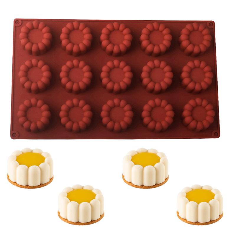 15 Cavity Wavy Lace Cylindrical Silicone Cake Mold Party Dessert Making Tools Mousse Cake Mold Kitchen Pastry Baking Supplies