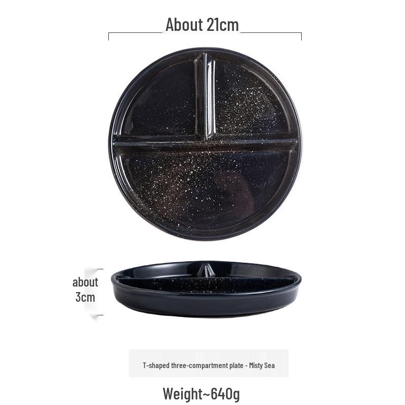 Creative Three-Compartment Ceramic Plate: Ideal for Single-Serving, Portion-Controlled Meals