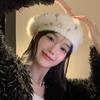 2025 original handmade rhinestone rabbit fur beret female season showing face small plush painter hat white hat