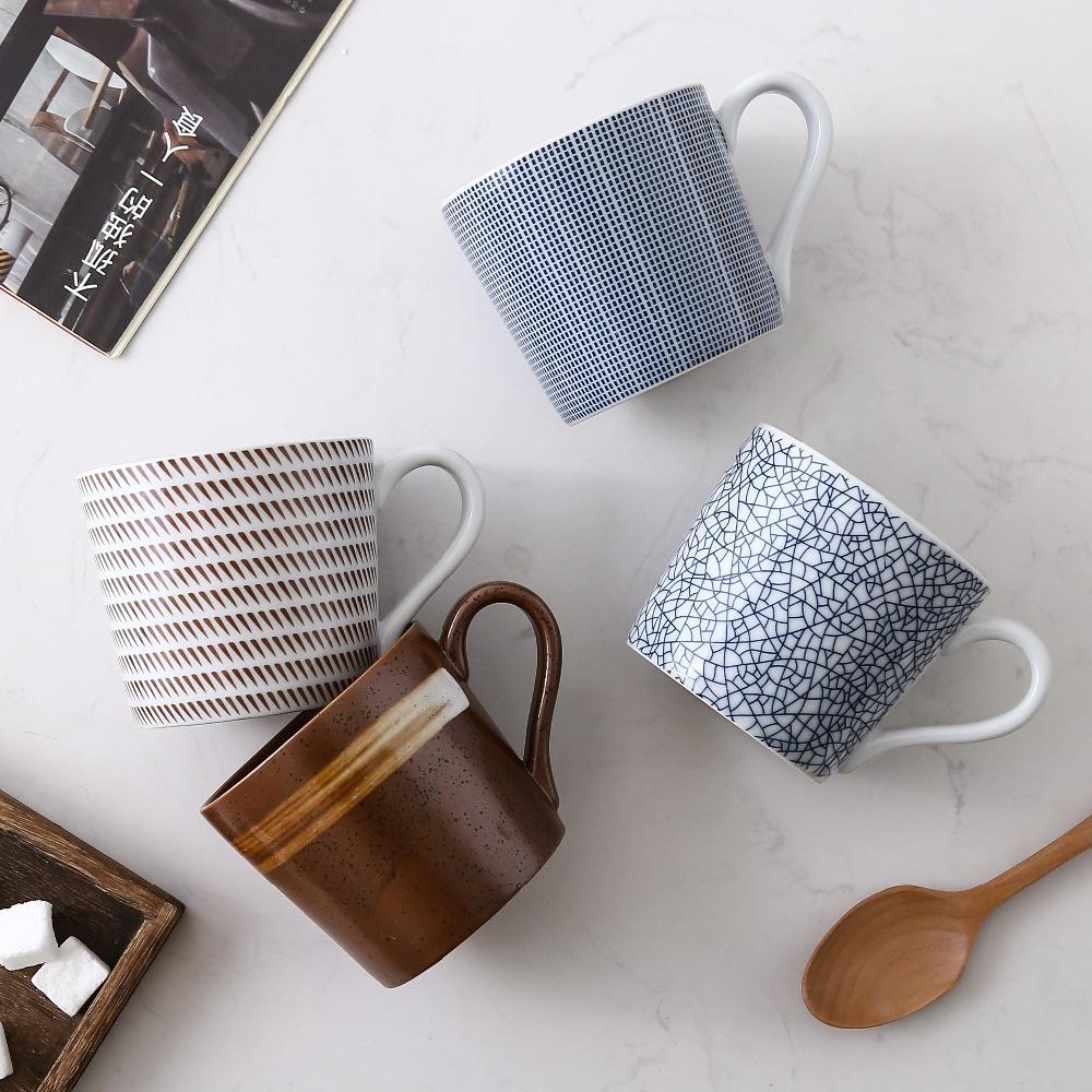Kubek ceramiczny 350 ml Kubek do kawy Wzór w paski Naczynie do picia Gospodarstwo domowe Retro Kubek do wody z uchwytem Można używać w mikrofalówce