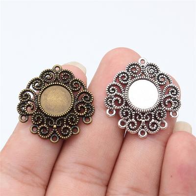 Vassoio Base Rotonde Vuote 8-15mm Impostazione Cabochon Piccoli Lega di Zinco Bronzo Antico Base Patch Vetro Artigianato Creazione Gioielli