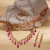 Two-piece set of wind-encrusted diamond water drop fringed earrings, necklace, retro necklace.