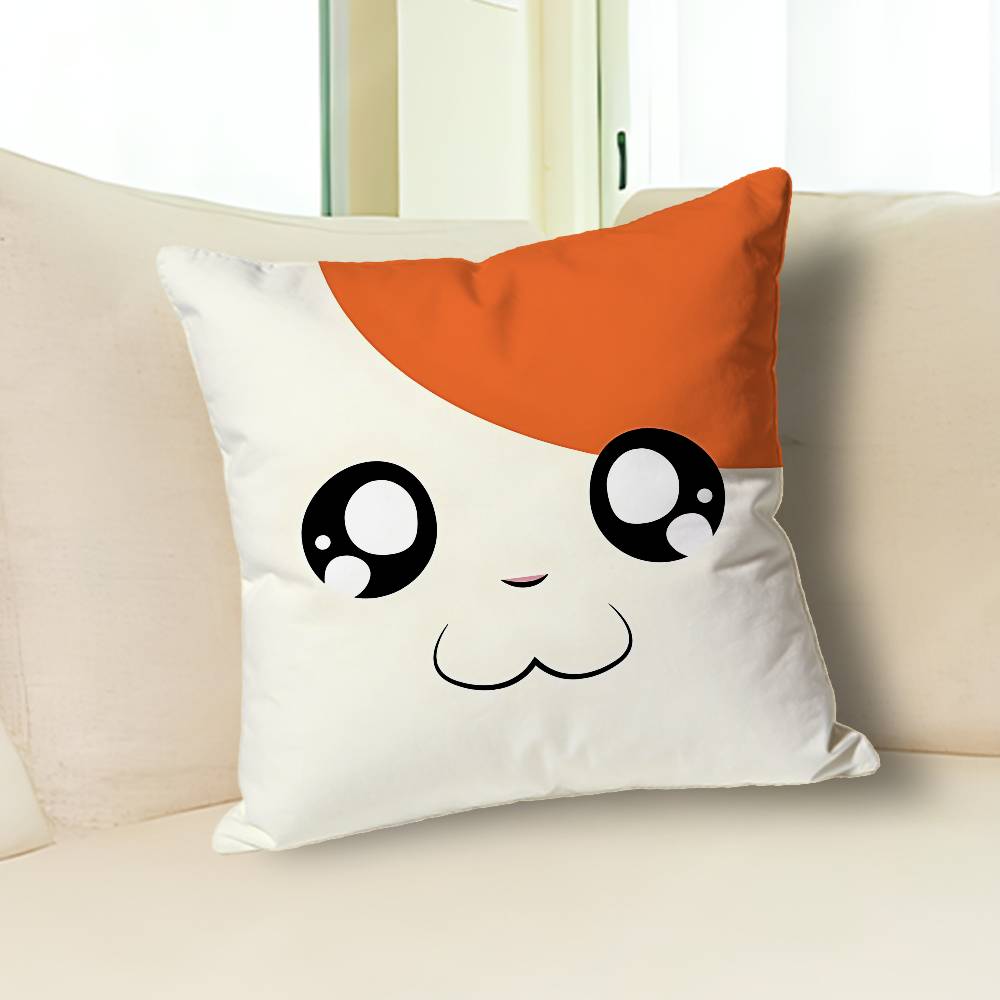 H-Hamtaros Cute Hamster Pillow Cases for Bedroom Living Room Sofa Home Decor Polyester Cushion Cover with Zipper