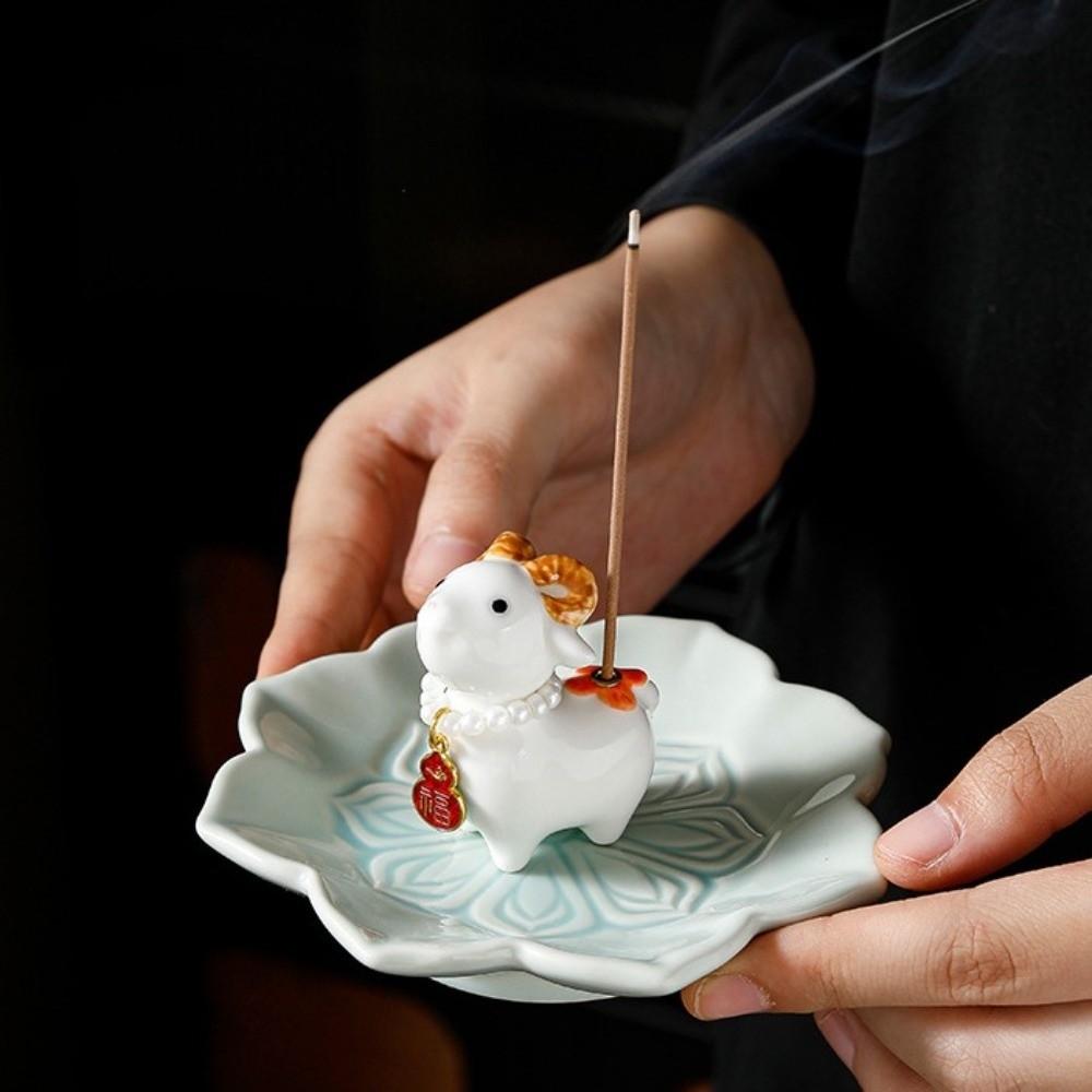 Lamb Bunny Desk Ornaments Zodiac Sheep Incense Holder Aromatherapy Incense Holder  Tea Table