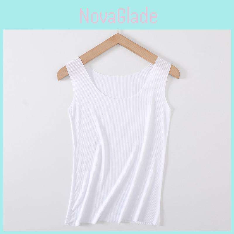 Women's Soft Seamless Ribbed Racer Back Stretch Tank Top For Yoga And Layering