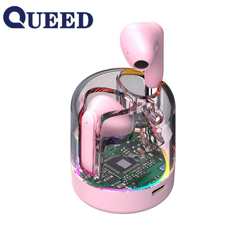 

Новая Bluetooth-гарнитура, беспроводная полувходящая модель светового эффекта движения ушей, прозрачная гарнитура розовый