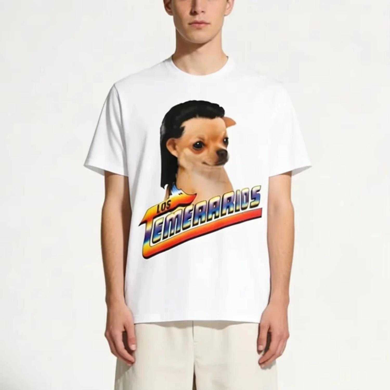 

New Los Temerarios Dog Funny Meme Cute Y2k Dog Variation Brainrot Tee Streetwear Clothing Adult Children Parent Child Tshirt S чёрный