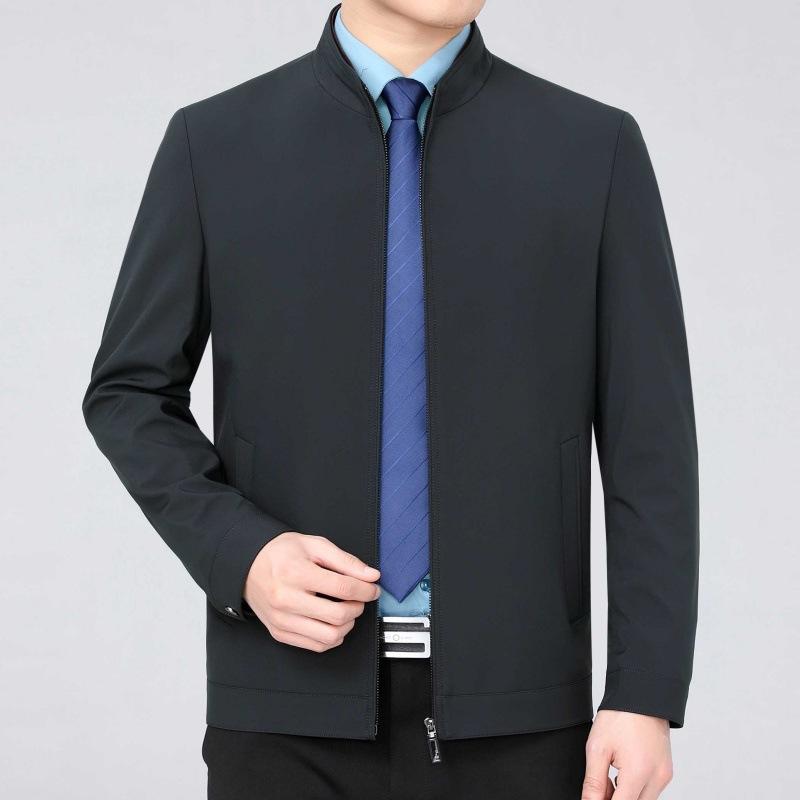 Mulberry Silk Jacket Men's Spring and Autumn New Business Lapel Dad Jacket Middle-aged Casual Handsome Men's Jacket