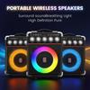 Karaoke-Maschine mit 2 Mikrofonen: HWWR Tragbare Karaoke-Maschine für Erwachsene Kinder, Party-Bluetooth-Lautsprecher mit Bass-/Höhenregelung