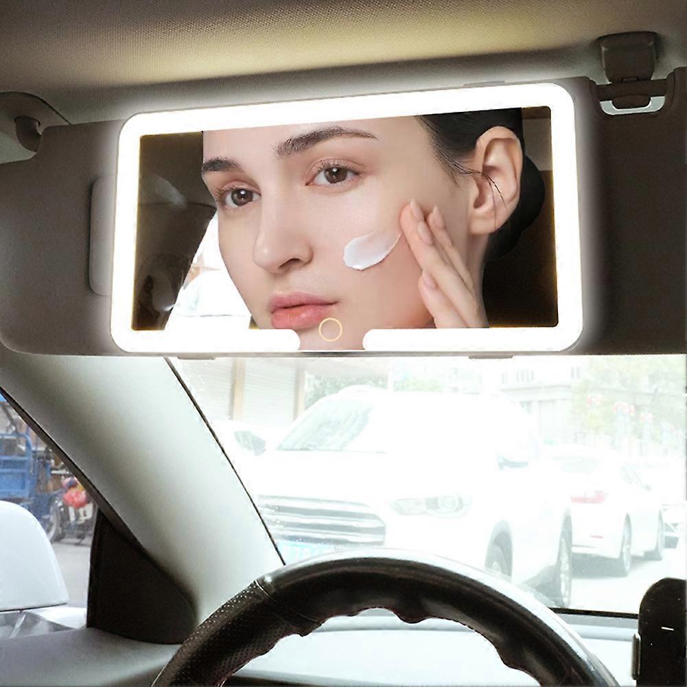 Rechargeable LED Makeup Mirror for Car - Sun Visor Vanity Mirror with 3 Adjustable Light Modes, Portable Cosmetic Mirror for Auto Use