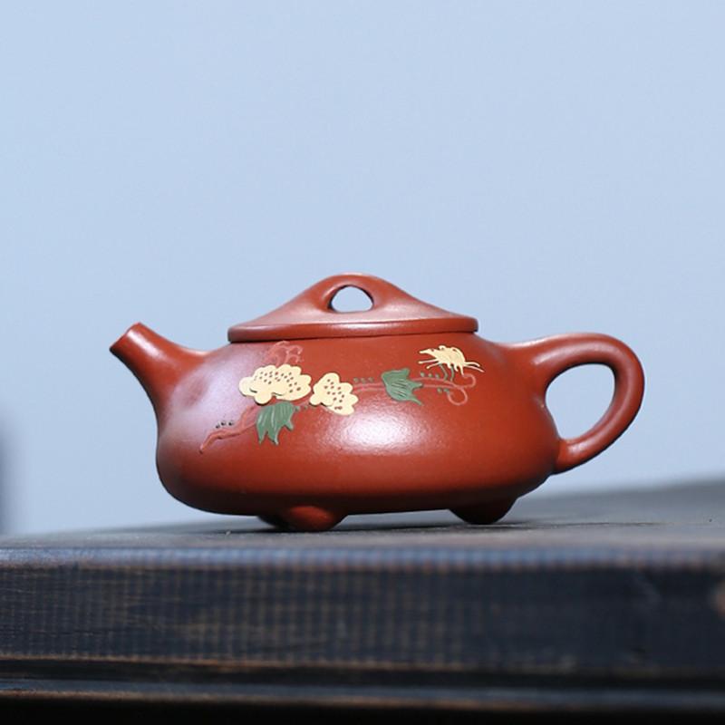 

1 шт. 180 мл нарисованный вручную цветок каменный чайник-лопатка фиолетовый глиняный чайник домашний чайный сервиз для гостиной