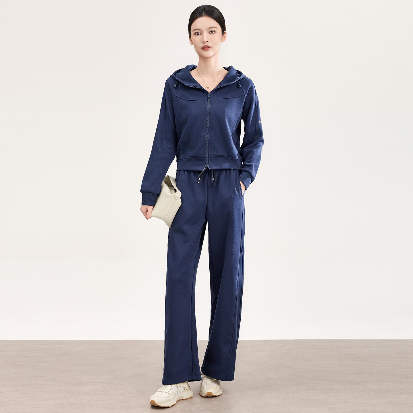 

Women s French Retro Sports Suit: Spring Hooded Jacket & Casual Pants XL