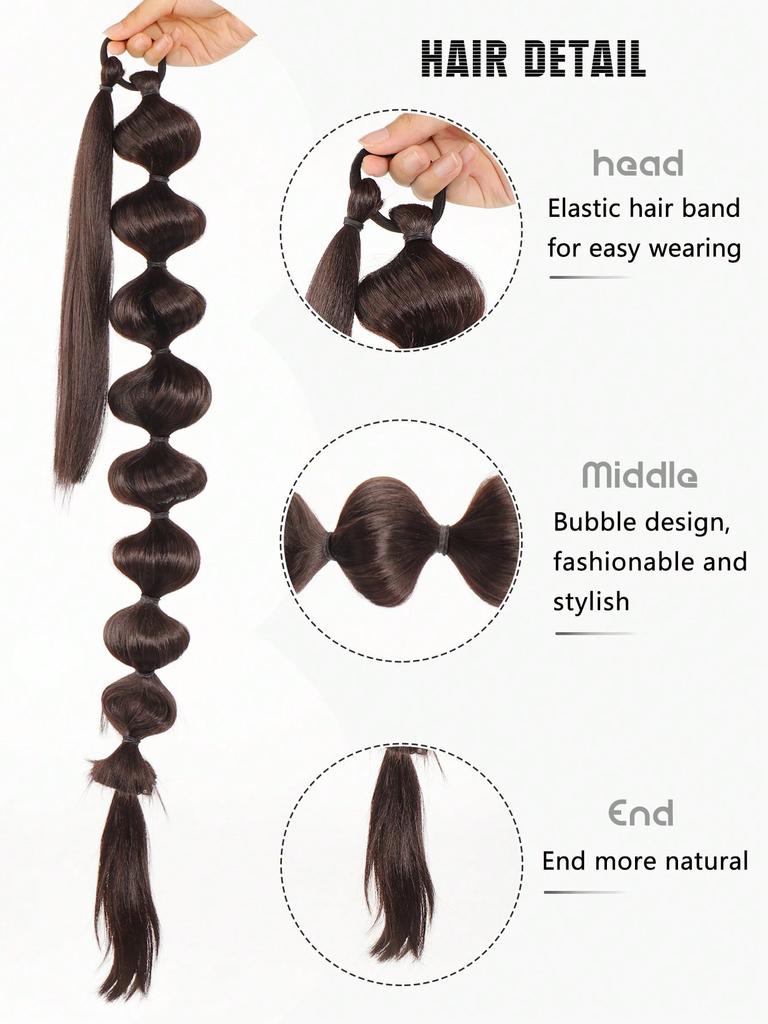 Synthetic Hair Extensions Bubble Braid Ponytail Afro Bubble Long Ponytail 30 Inch Wrap Around Lantern Pony Tail For Women Daily Used