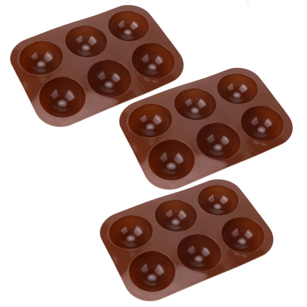 3 Pcs 6 Holes Silicone Baking Mold Semi Sphere Chocolate Bombs Mold for Cake Pudding