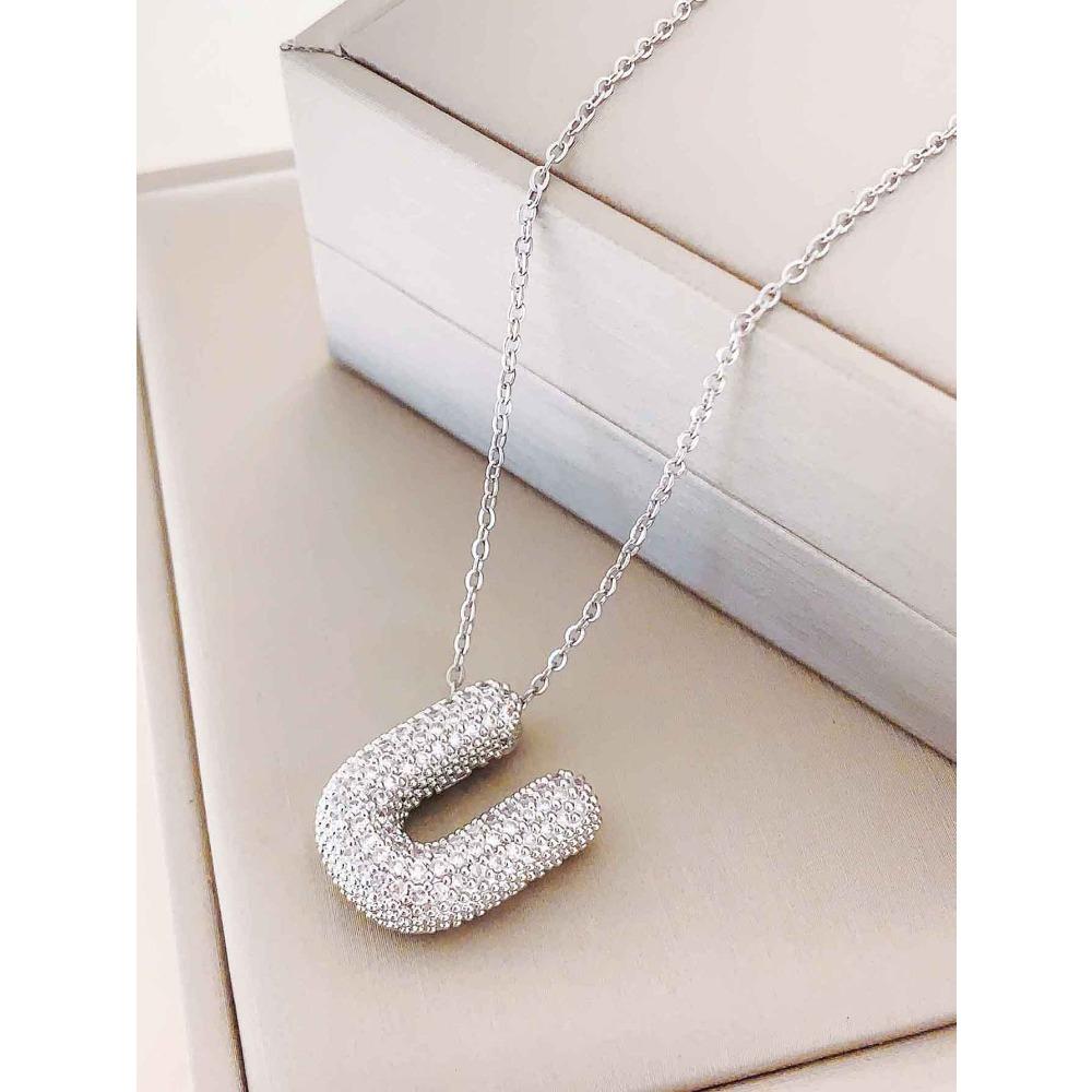 Necklace Female English Alphabet Necklace Female Hip Hop Full Zircon Delicate Clavicle Chain Personality Necklace