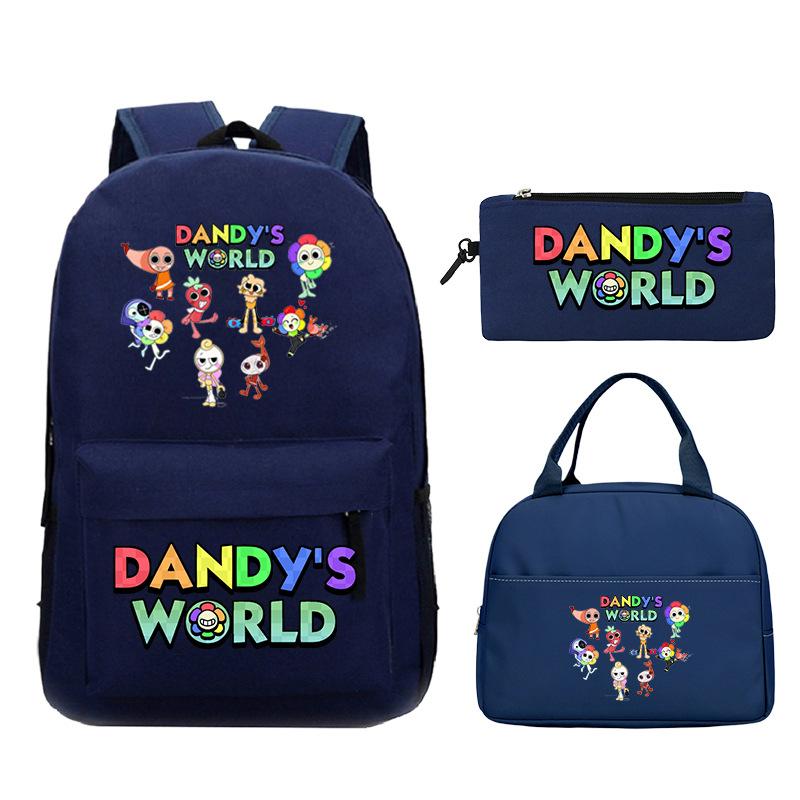 Dandy's World Game Merchandise Printed Primary and Secondary School Schoolbag Three-piece Set Foreign Trade Popular Children's Backpack