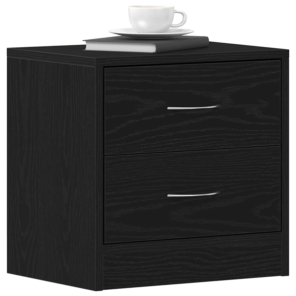 Nightstand Black Oak Effect 40 X 30 X 40 Cm Engineered Wood