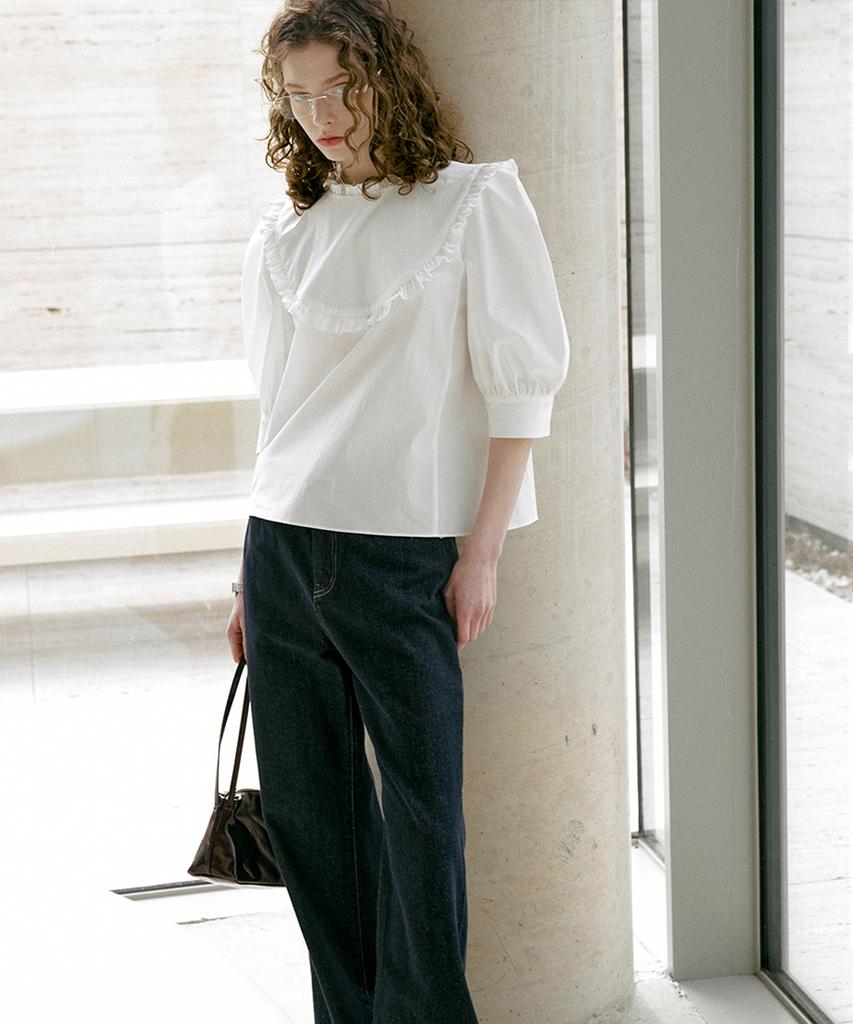 Dyuidyui High-Neck Arch Blouse_White