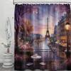Vintage Paris Shower Curtain Eiffel Tower French Cityscape Shower Curta for Bathroom Decor Set, Waterproof Fabric with Hooks (70''W x 72''L)