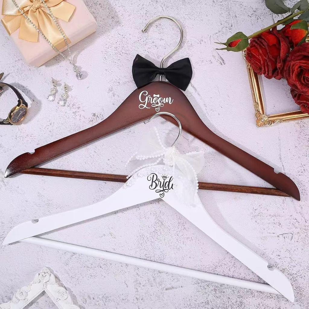 Wedding Pearl Bow Bride & Groom Hanger
