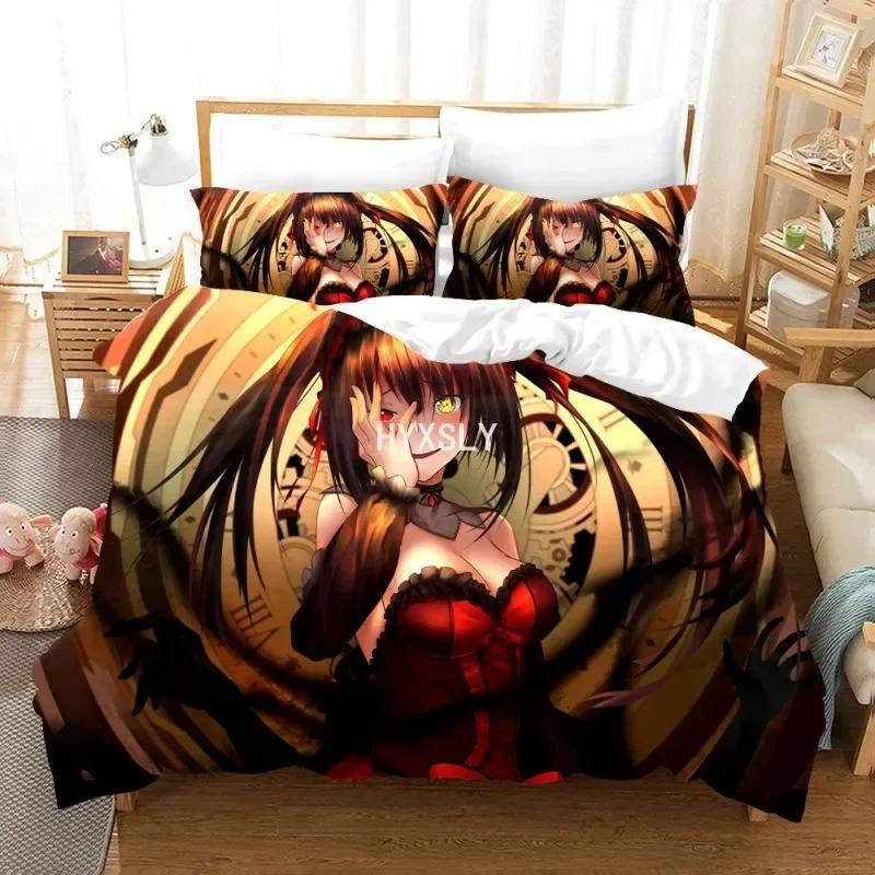 Date A Live Bedding Set Quilt Cover Pillowcases For Adult Kids Single Double Full Queen King Girl Kids Duvet Cover Home Textile