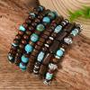 7-Piece new wooden bead turquoise men's and women's bracelets are suitable for daily wear by men and women