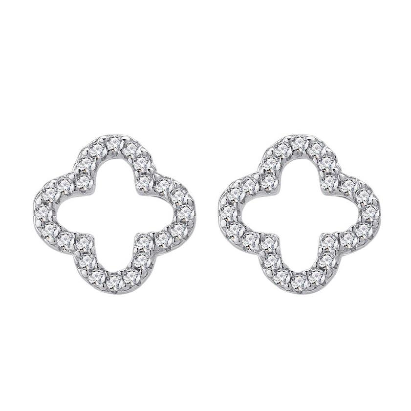 S925 Silber Exquisite Glücksklee Ohrringe: Hochwertiger koreanischer Stil, luxuriöses, diamantbesetztes vierblättriges Kleeblatt-Design.