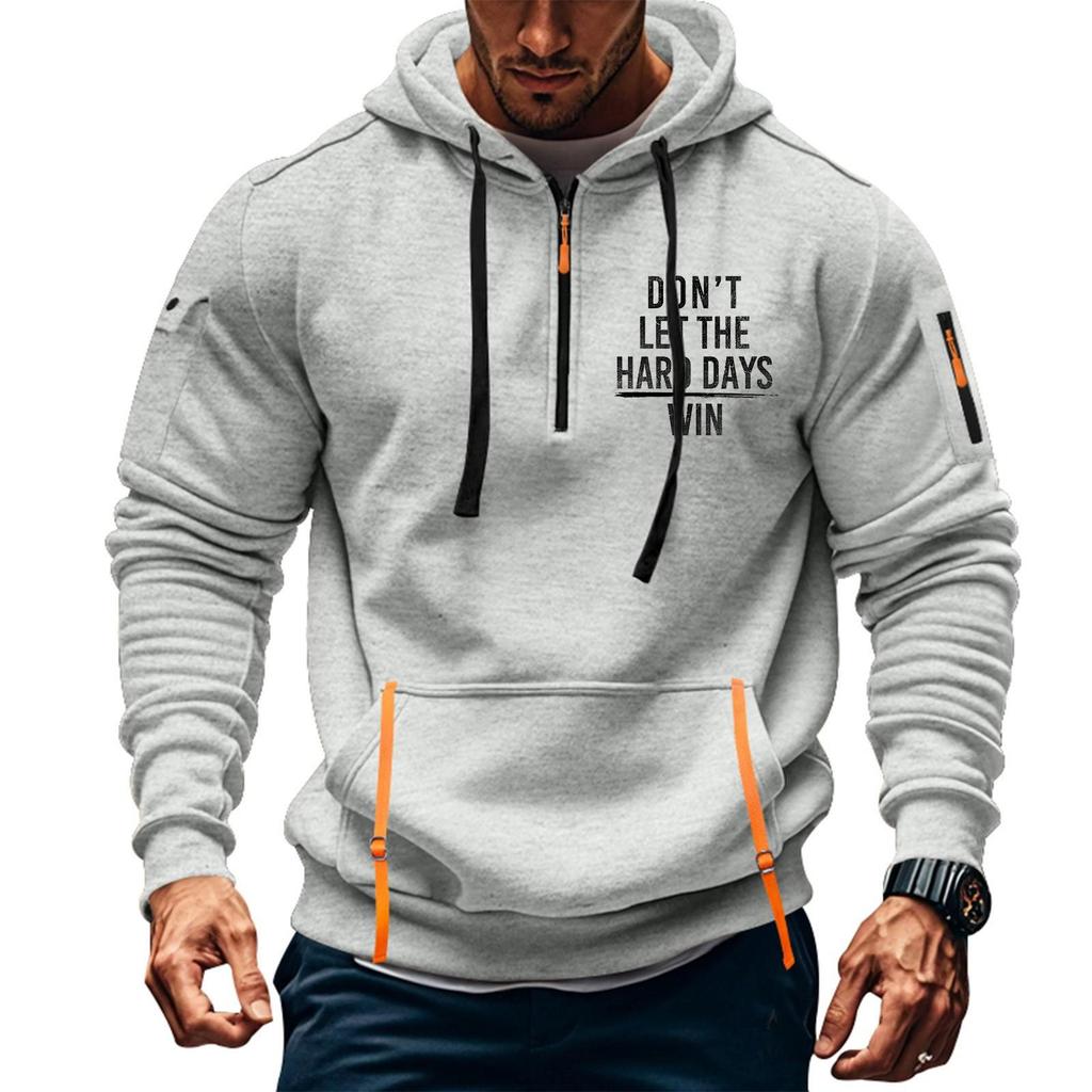 Men's Printed Sweatshirt Hoodie Zipper Arm Pocket Cardigan Men's Sports Large Size Casual Hoodie