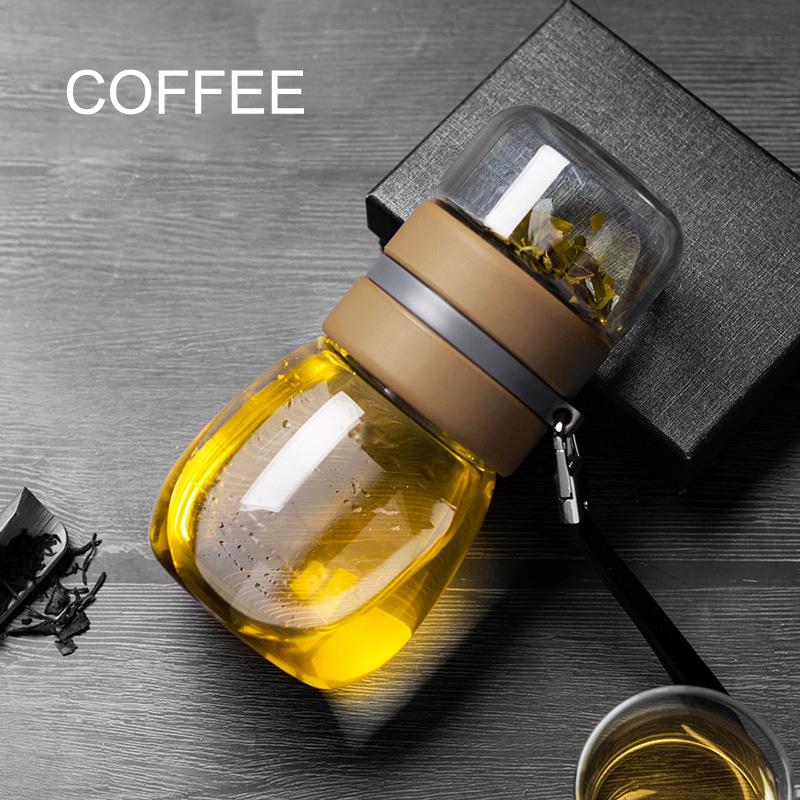 

450ml Double Glass Water Bottle With Case Tea Drink Bottle Infuser Tumbler Drinkware Waterbottle Eco-Friendly 450ml кавовий