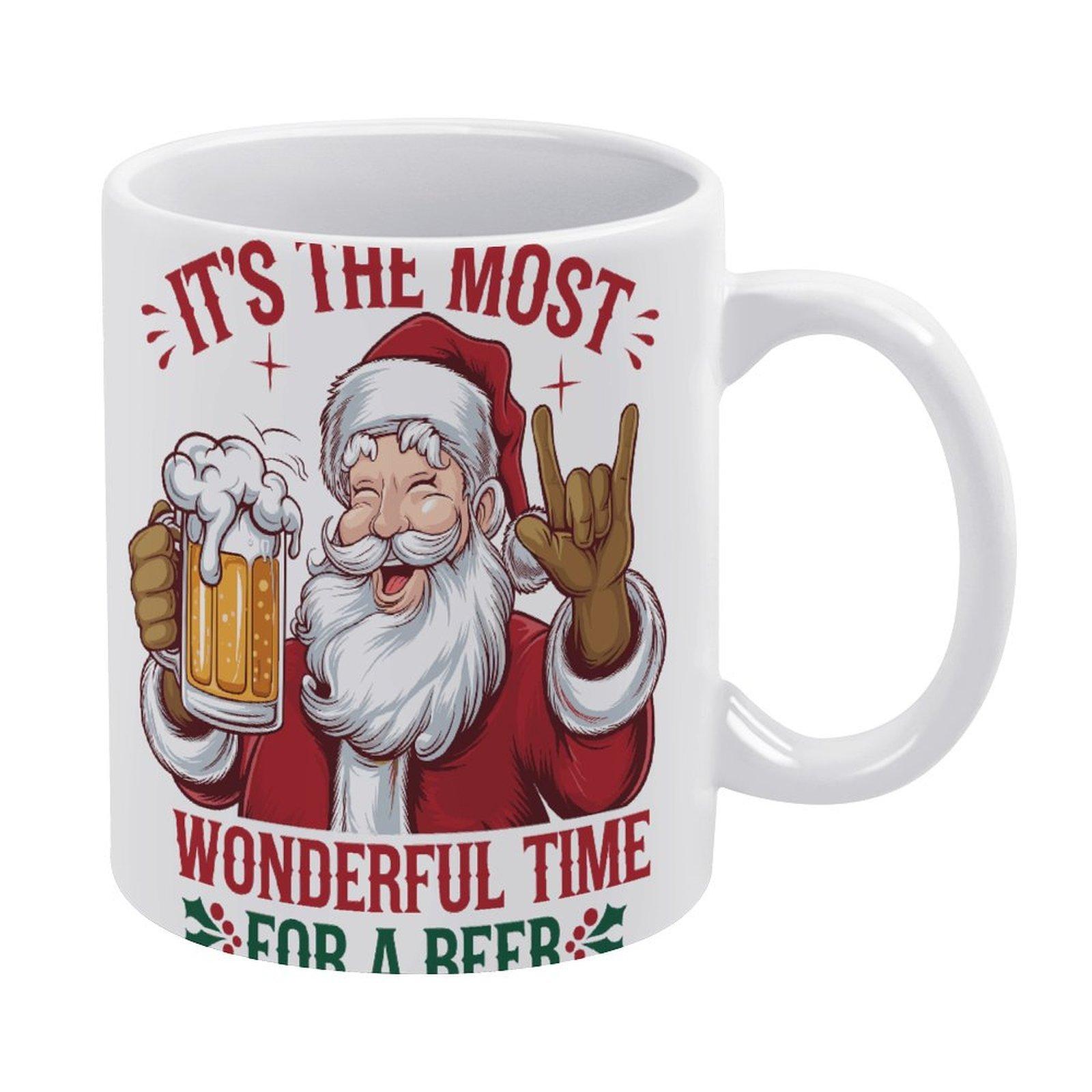 

11oz White Ceramic Coffee Cup with Double-Sided Print and Glossy Surface, Ideal for Hot Tea, Milk or Cocoa in Home Kitchen or Work Desk