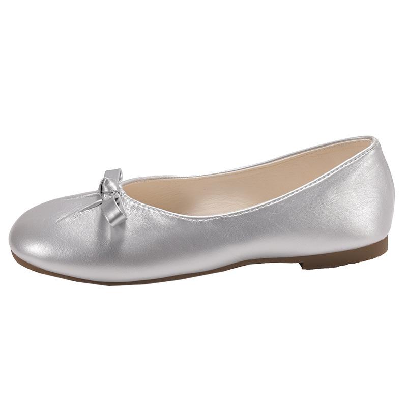 Retro Silver High-end French Flat-bottomed Light-mouth Single Shoes Women's Summer 2025 New Skirt Versatile Mary Jane Shoes