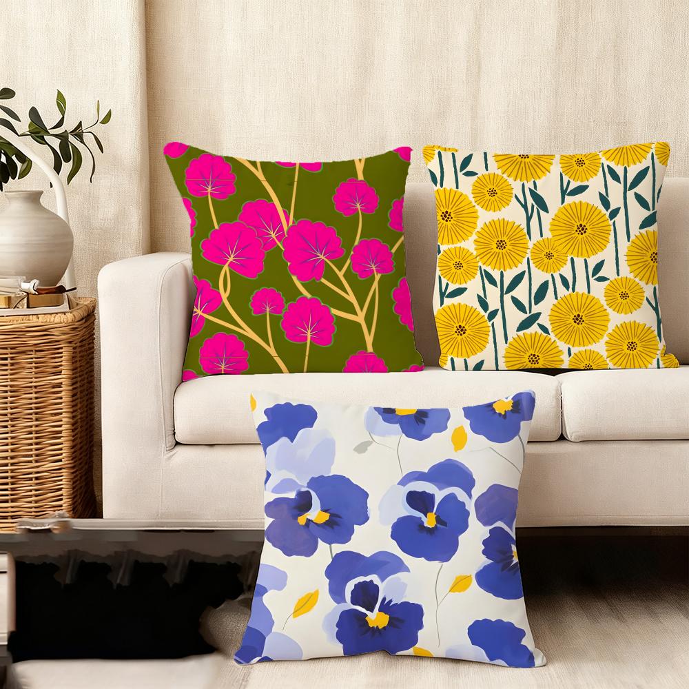 Flower INS Cushion Cover Plush Fabric Soft DoubleSided Printed Sofa Warm Winter Home Child Gift Pillow Case