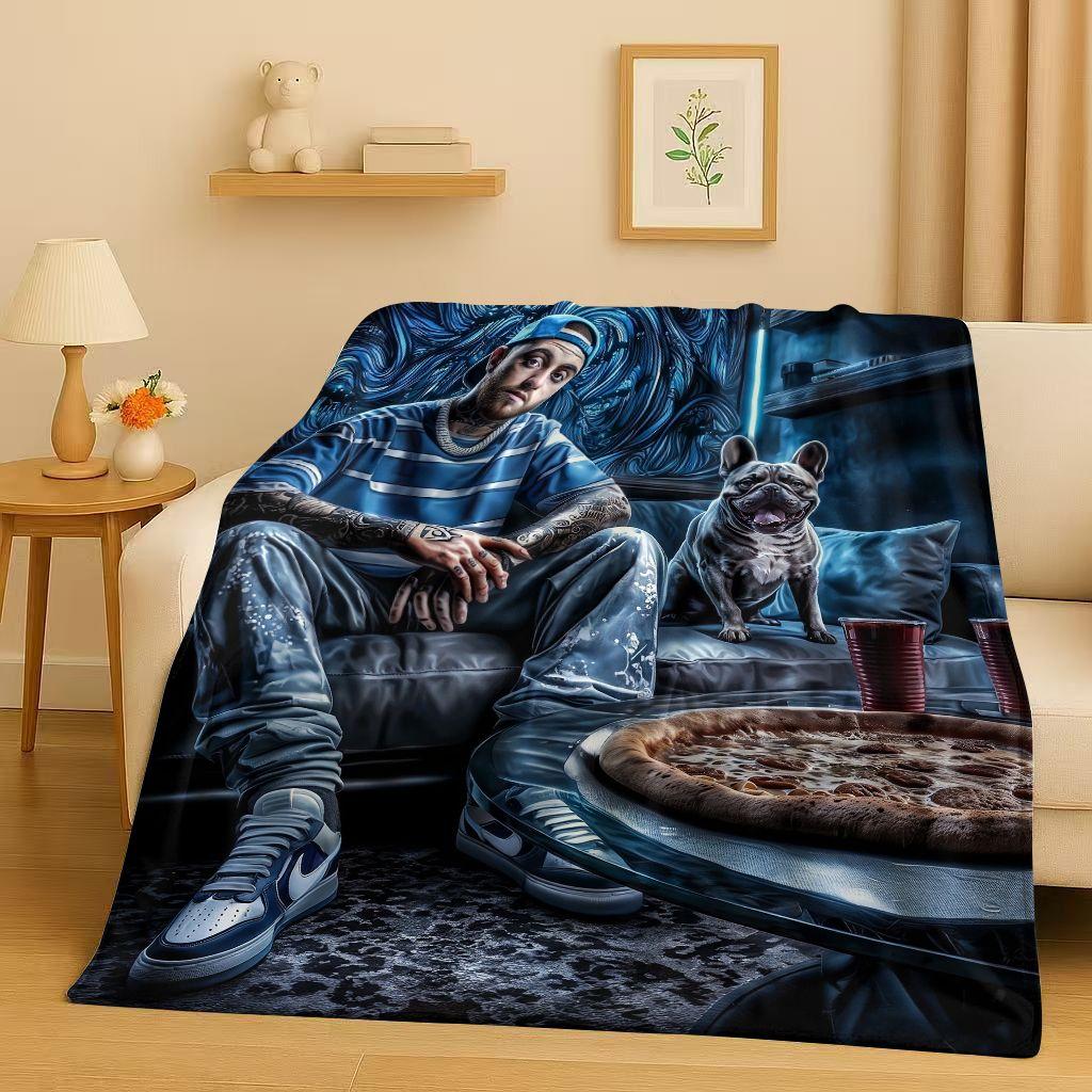 26 Style Top Hip Hop Rapper Star Cartoon Art Flannel Blanket,Ultra Soft Warm Plush Throw for Home Bedroom Bed Sofa Cover Office