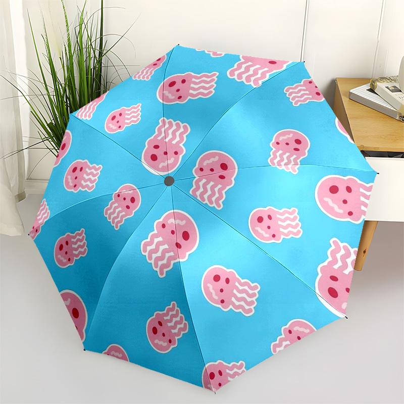 

1pc Pink Jellyfish Pattern Umbrella with Plastic Handle,Suitable for All Seasons Home Travel Outdoor UmbrellaM1364