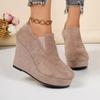 2026 Spring Women's Suede Wedge Shoes - Slip-On Platform Thick-Soled Deep-Mouth Casual Single Shoes TC