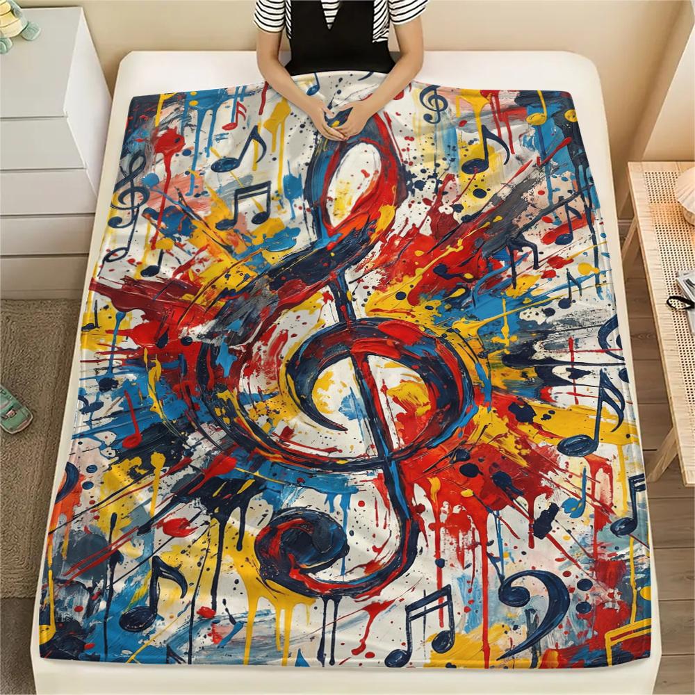 

Guitar Music Print Flannel Blanket, High quality Comfortable for All Seasons, Home Decor, Warmth and Comfort, Perfect for Christmas Gifts10 80cm x 120cm