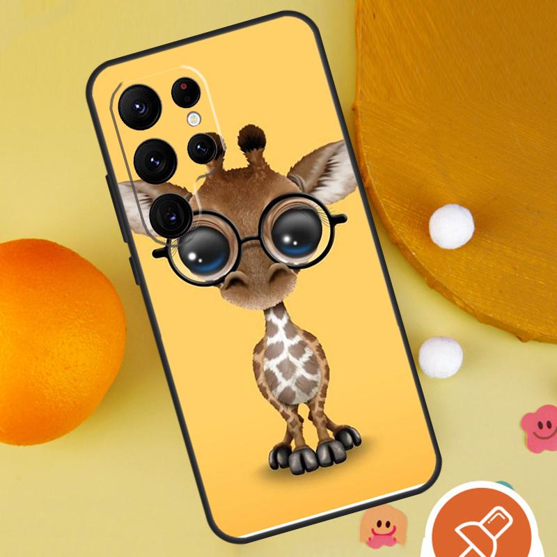 Cute Cartoon Animal Giraffe Phone Case For Samsung Galaxy S25 Ultra S24 S22 S21 Ultra S9 S10 S20 Plus S23 FE Funda Cover
