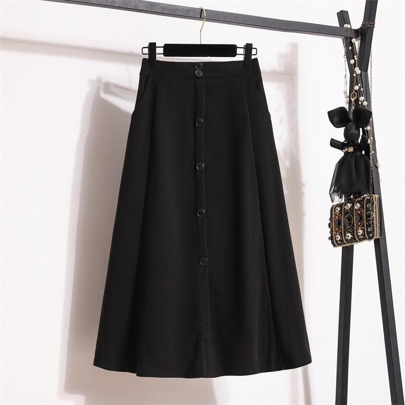 Большие размеры женская зимняя новая омолаживающая утягивающая юбка А-силуэта Fat Mm с высокой талией средней длины Большая юбка-зонтик M