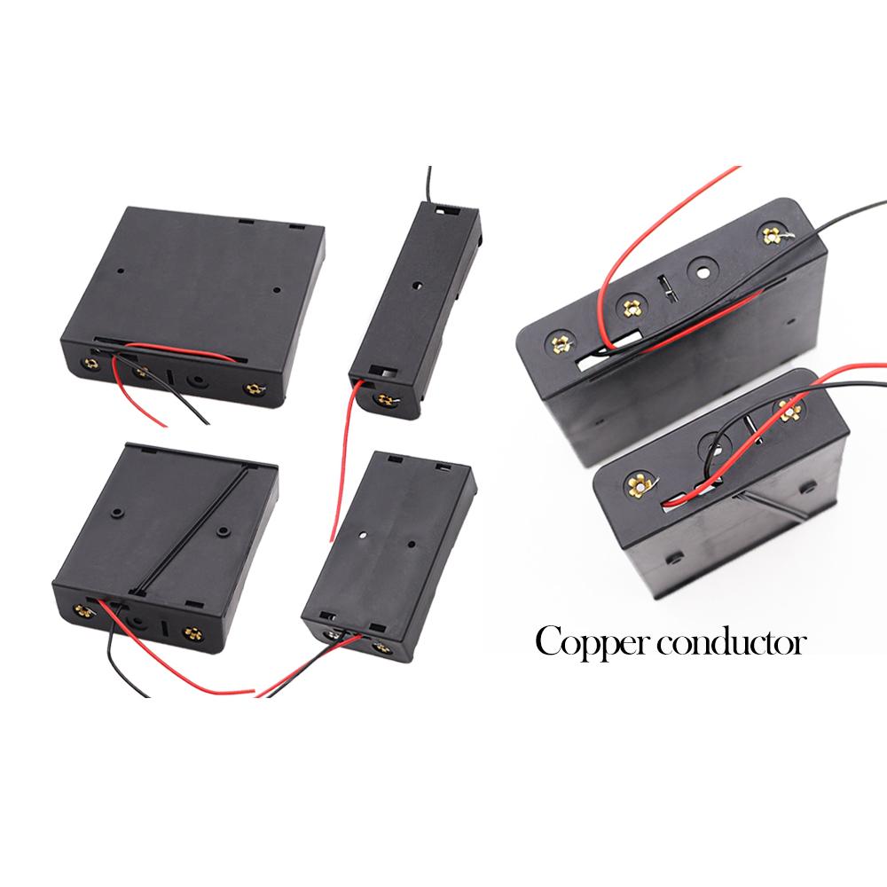 3pcs 18650 Battery Holder Storage Case 1 Slot 37V for 1 2 3 4 Cells with Black Red Wires Plastic Container Box