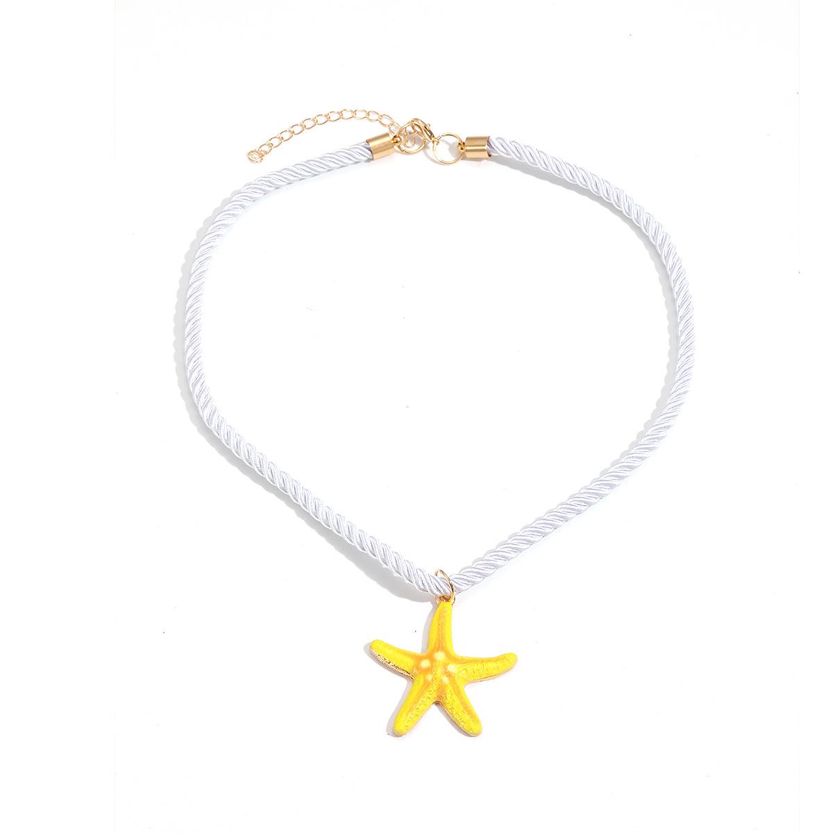 Ocean beach vacation style starfish necklace colorful pendant accessories exaggerated niche high-end collarbone chain