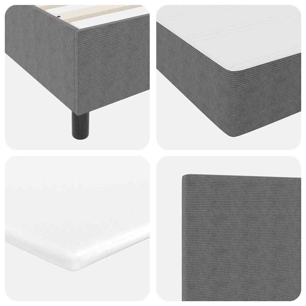 Box Spring Bed in Light Grey and White 140 x 190 cm Cord Fabric