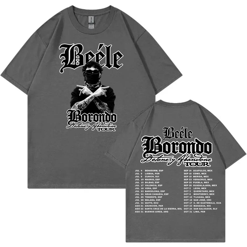 Rapper Beele Borondo Tour 2026 T-shirtUnisex Fashion Vintage Short Sleeve T-shirts Summer Casual Loose 100%cotton T Shirt