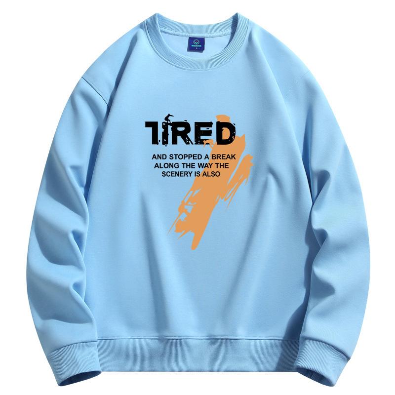 Tired Pattern Men's Round Neck Sweatshirt Man Casual  Long Sleeve Pullovers Large Size